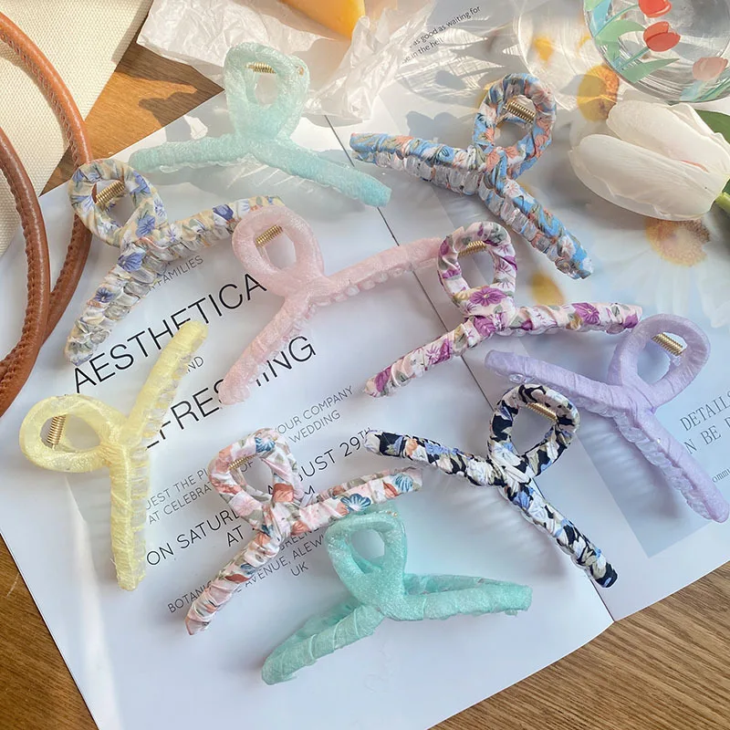 Simple Fashion Floral Hairpin Large Shark Clip Hair Grab