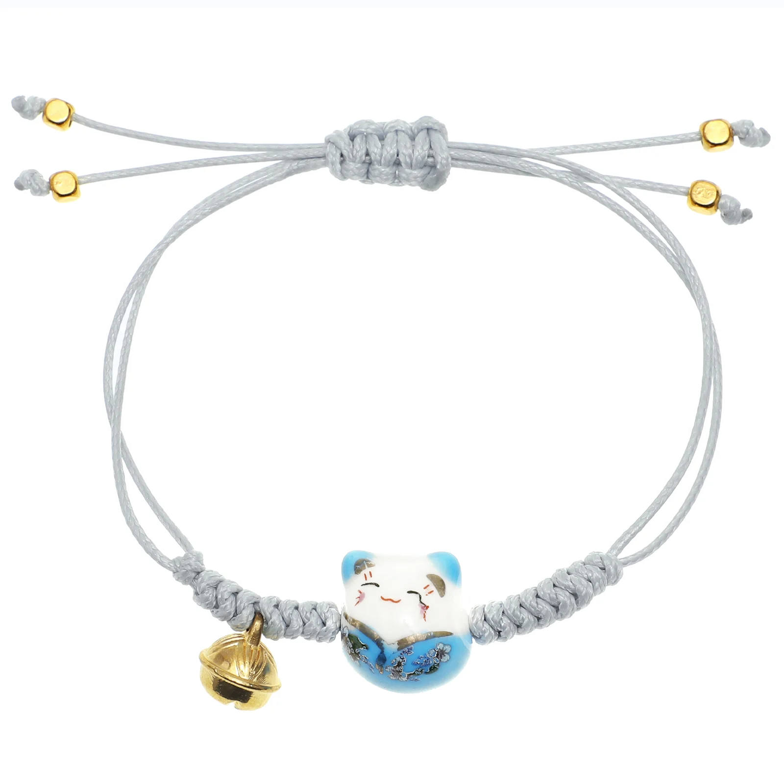 

Bracelet Lucky Cat Braided Woven Ceramic Beadsmaneki Neko Rope Hand Friendship