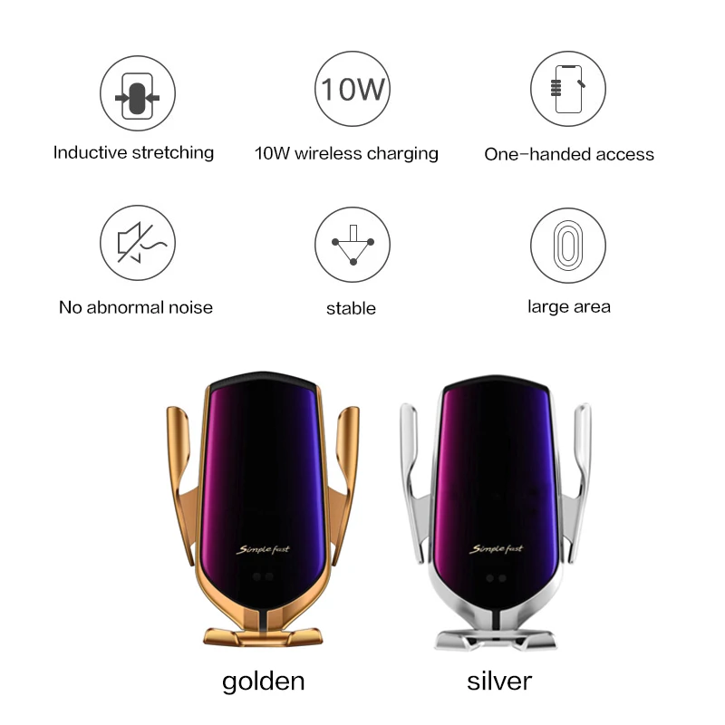 r1 10w car wireless charger automatic clamping for iphone xs for samsung infrared induction qi wireless charger car phone holder free global shipping