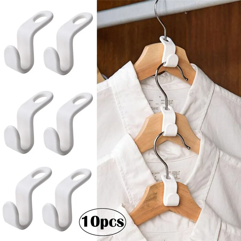 

10pcs Clothes Hanger Hook Folding Storage Clothes Rack Wardrobe Hanging Hanger Connection Hook Space Saving Connectors