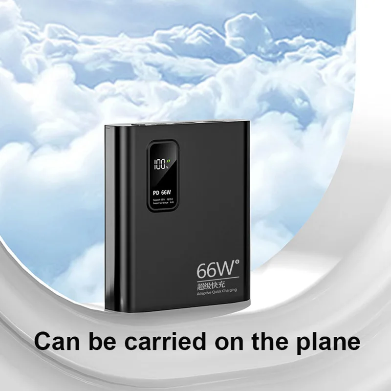 66W Super Fast Charging Power Bank Portable Mini 20000mAh Charger Digital Display External Battery Pack for iPhone Xiaomi