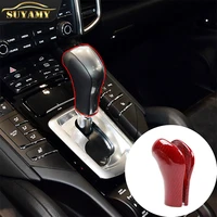 real carbon fiber red car gear head shift knob protection cover trim fit for porsche cayenne 2011 2017 interior accessories