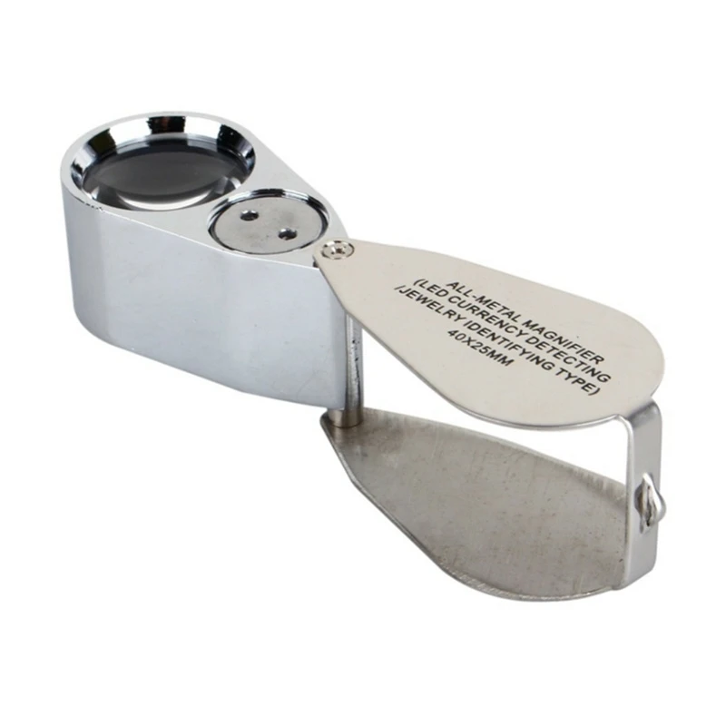 

Reading Magnifier 40X 25mm Large Magnifying Lens Foldable With LED Light Lamp
