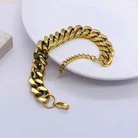 2022 new high quality stainless steel cuban chain bracelet for men women 18k gold plaing luxury jewelry accessories heavy gift