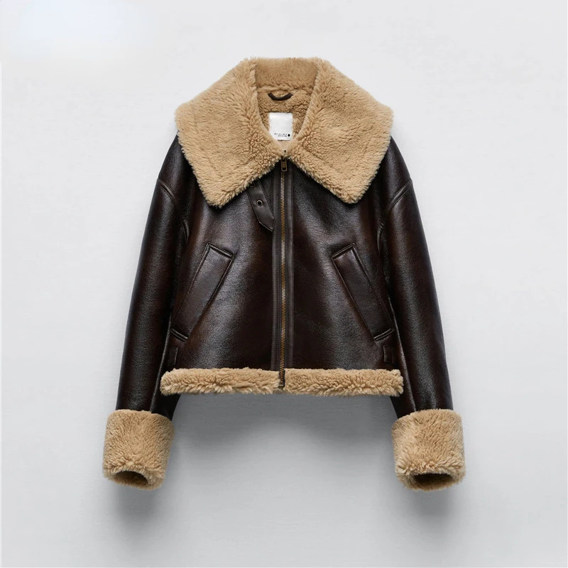 Sided Jacket 2021 Women's Winter Lambskin Faux Fur Effect Double-sided Jacket With Extra Warmth