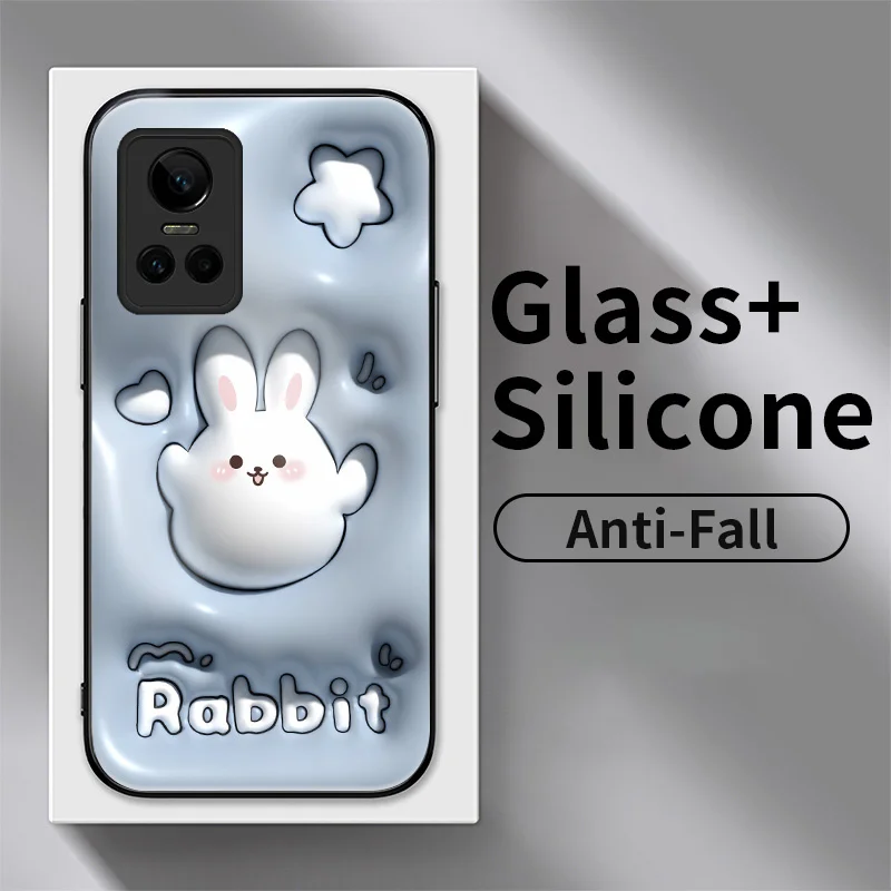 

For Realme GT Neo 3 GT2 Pro GT Neo GT Master GT Neo2 Q3 Q5 Pro X7 Max Case Star Bunny Tempered Glass Phone Case Shockproof Cover