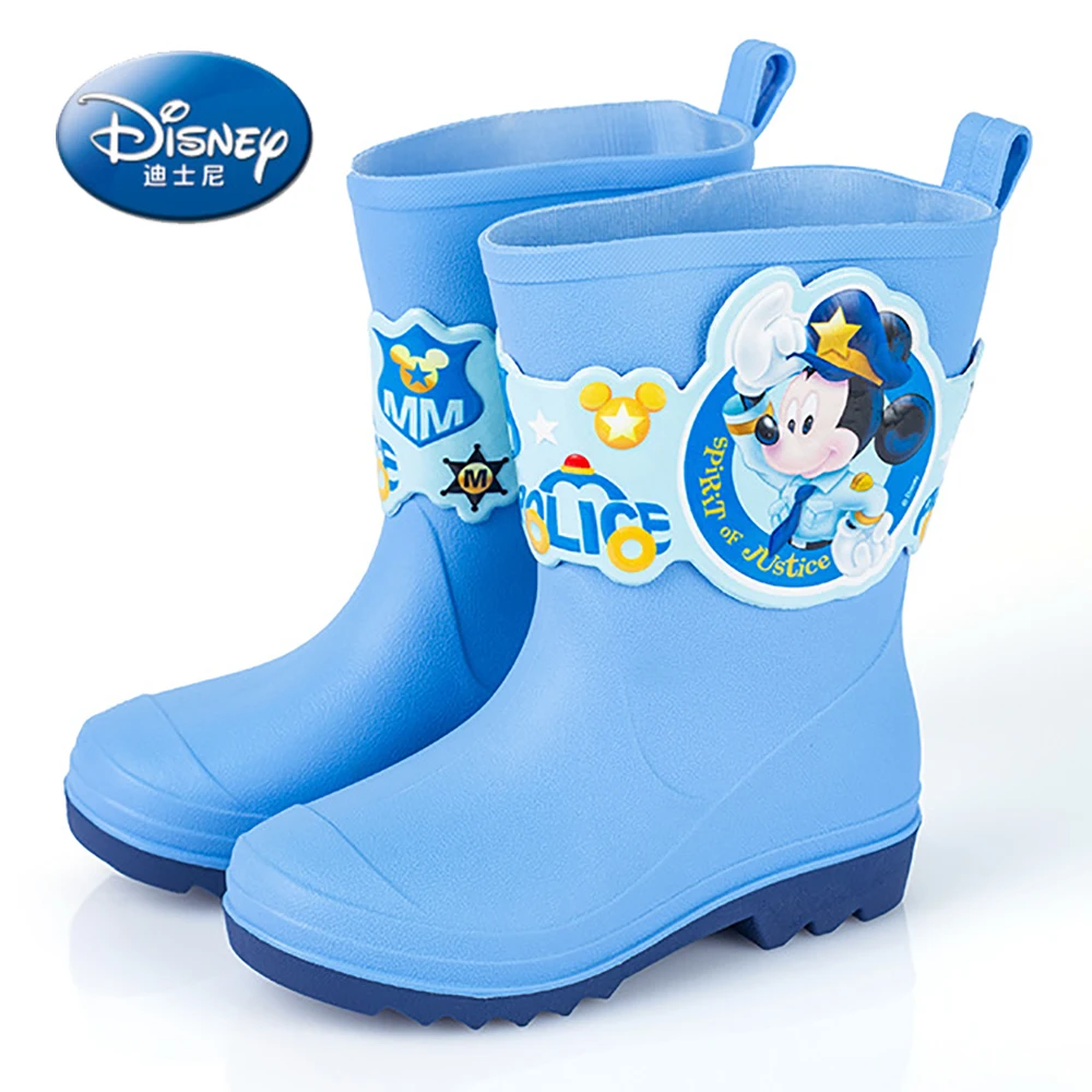 Disney Children's Lovely Cartoon Rain Boots For Boys Girls Cute Mickey Mouse Print Casual Outdoor Shoes Kids Nonslip Middle Boot
