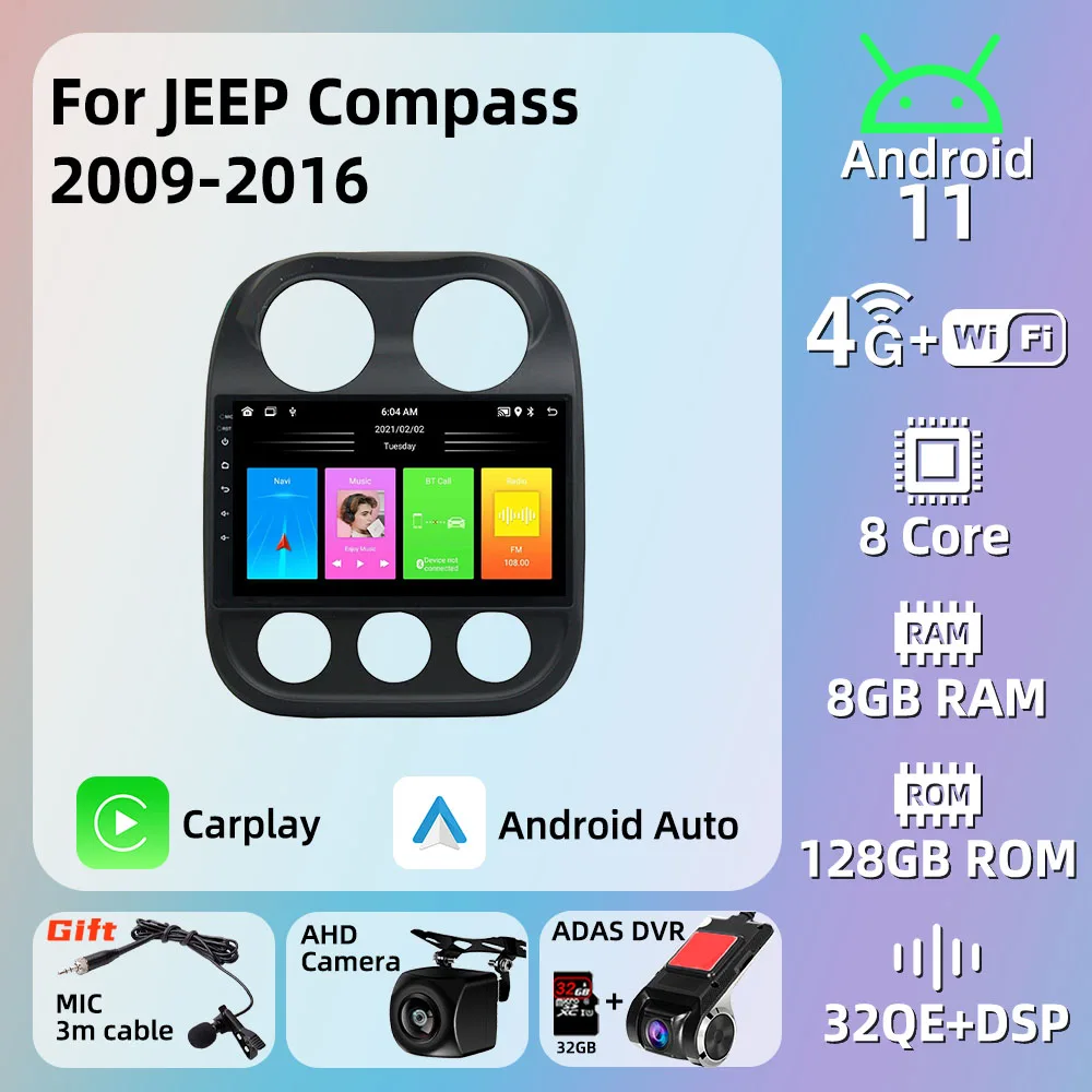 

2 Din Android Car Radio For JEEP Compass 2009-2016 10.1" Screen Gps Navigation Multimedia Auto Audio Head Unit Autoradio Stereo