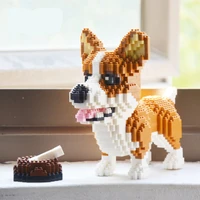 animal world welsh corgi dog pet bone food bowl 3d mini diamond blocks bricks building toy for children gift no box