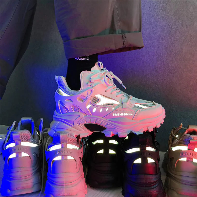 Thick Sole Men's Chunky Sneakers High Quality Designer Replica Casual Shoes for Male Fashion Reflective Sports Footwear 2023