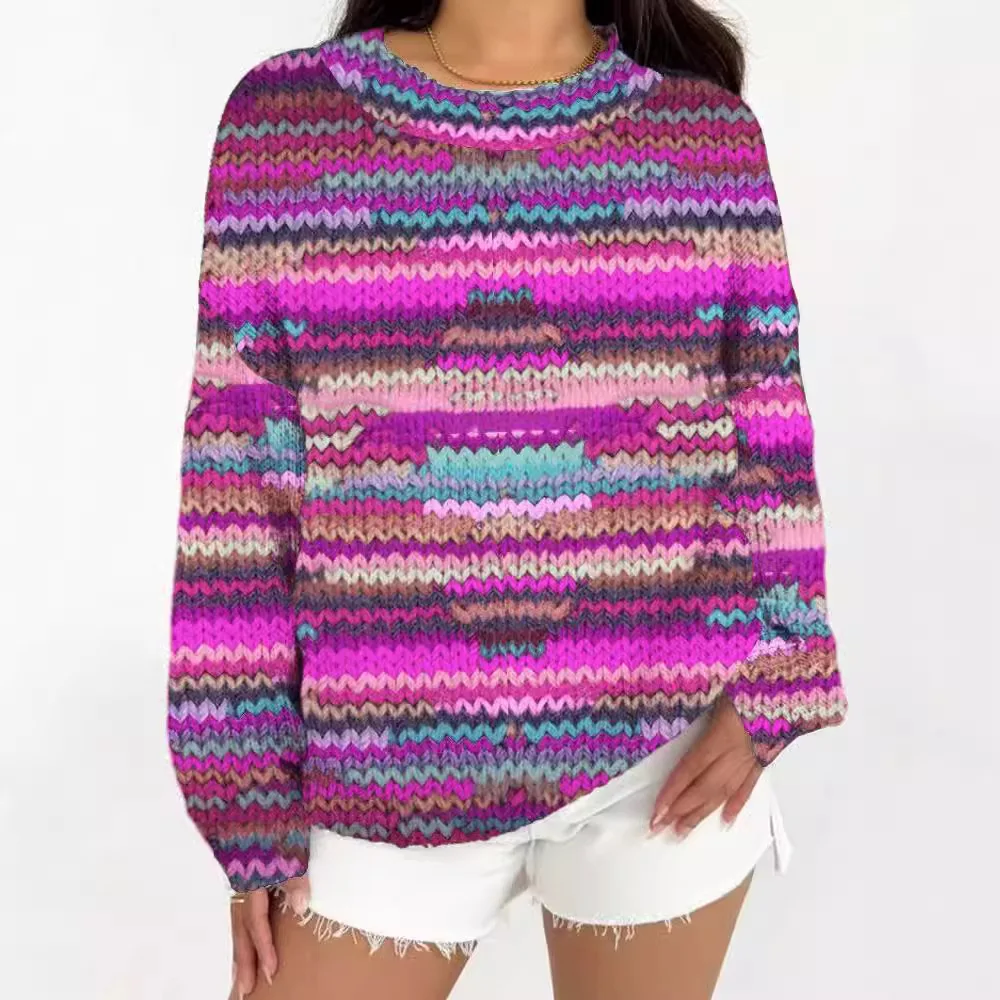 Женский свитер осенний новый повседневный свободный модный с длинными рукавами