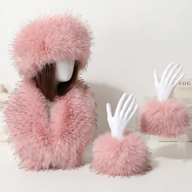 4 шт./компл. женские зимние повязки на голову из искусственного лисьего меха шапки