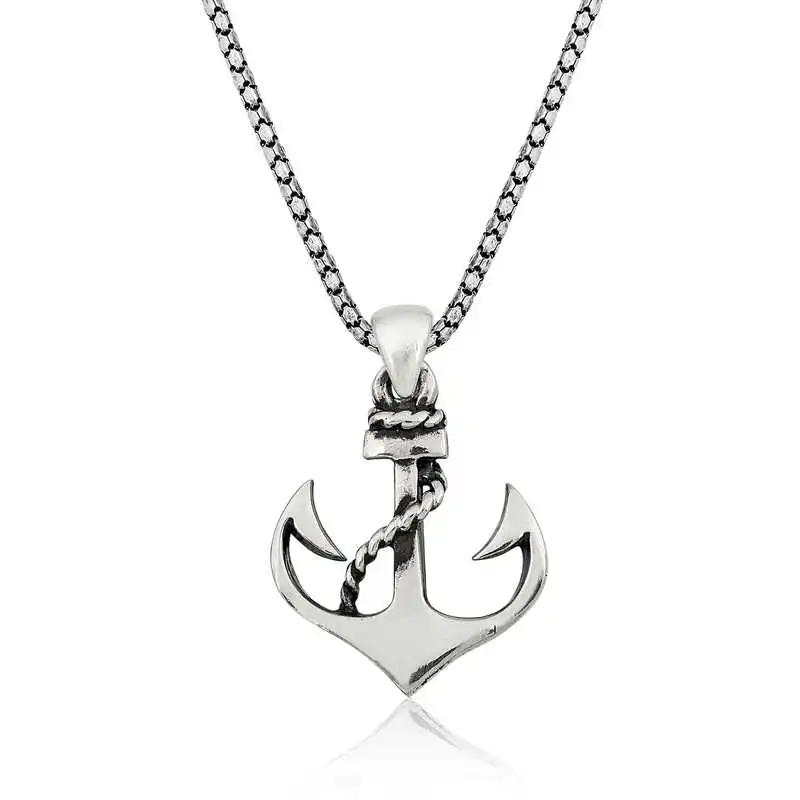 

Tevuli 925 Sterling Silver Sea Anchor Male Necklace