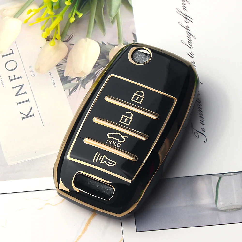 KEYYOU Чехол для автомобильного дистанционного ключа из ТПУ с 4 кнопками, чехол для KIA Sportage Cerato Optima K2 K3 K4 K5 RIO Picanto Soul Sorento Sedona