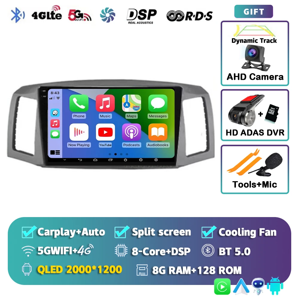 

Android 15 2K QLED для Jeep Grand Cherokee 2005-2007 Android Автомобильный радиоприемник Мультимедийный видеоплеер GPS AI Voice CarPlay 4G Стерео BT