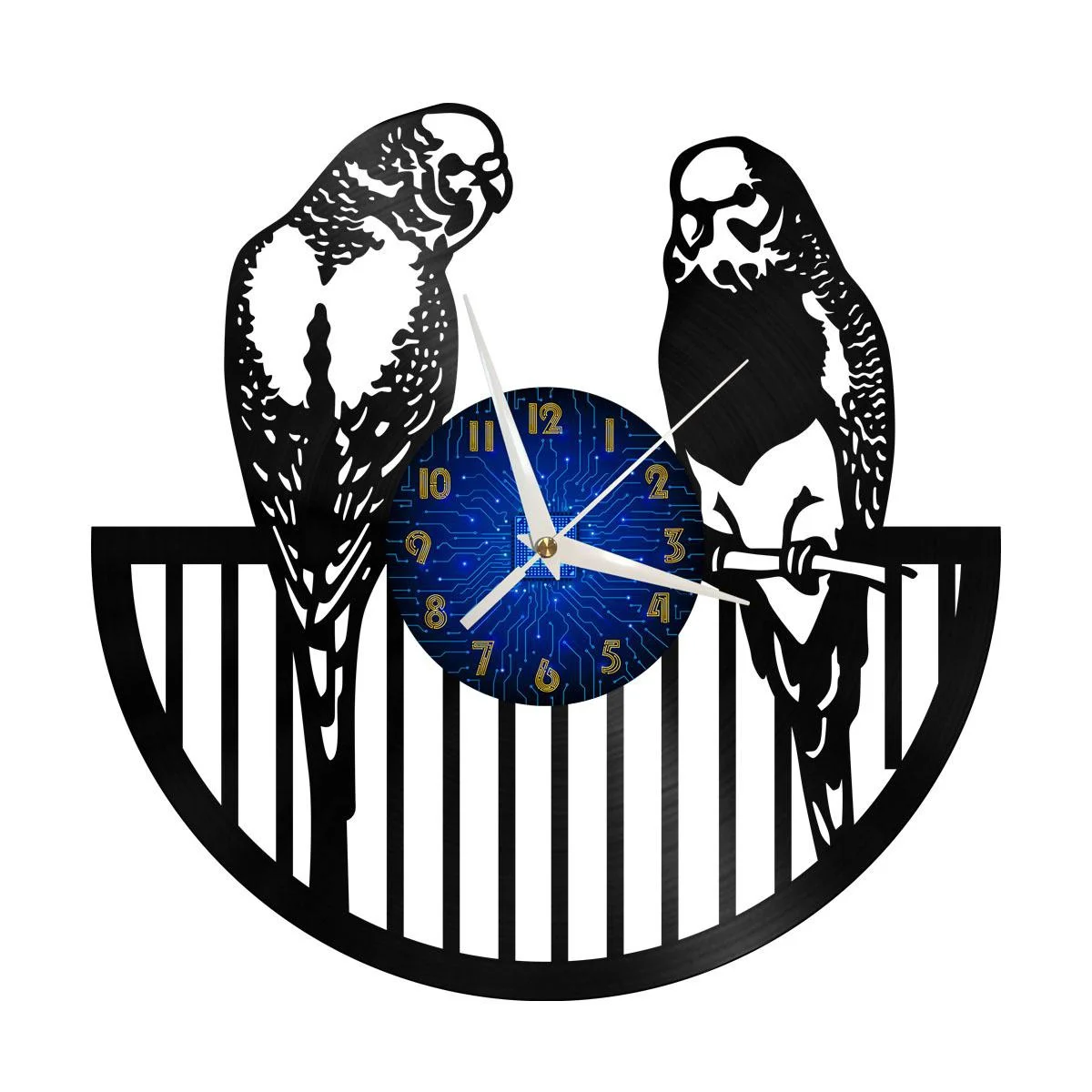 

Parrot 3 Vinyl Wall Clock, Vinyl Record LED Clock Wall Art Black 12 Inch for Living Room Bedroom