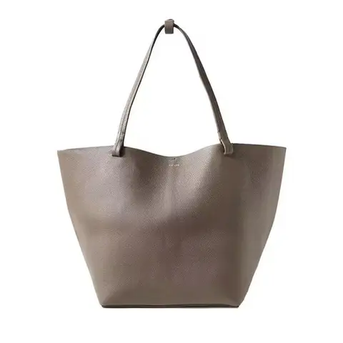 Женская дизайнерская вместительная сумка-ведро из натуральной кожи, деловая сумка из воловьей кожи с верхней ручкой, серого и черного цвета