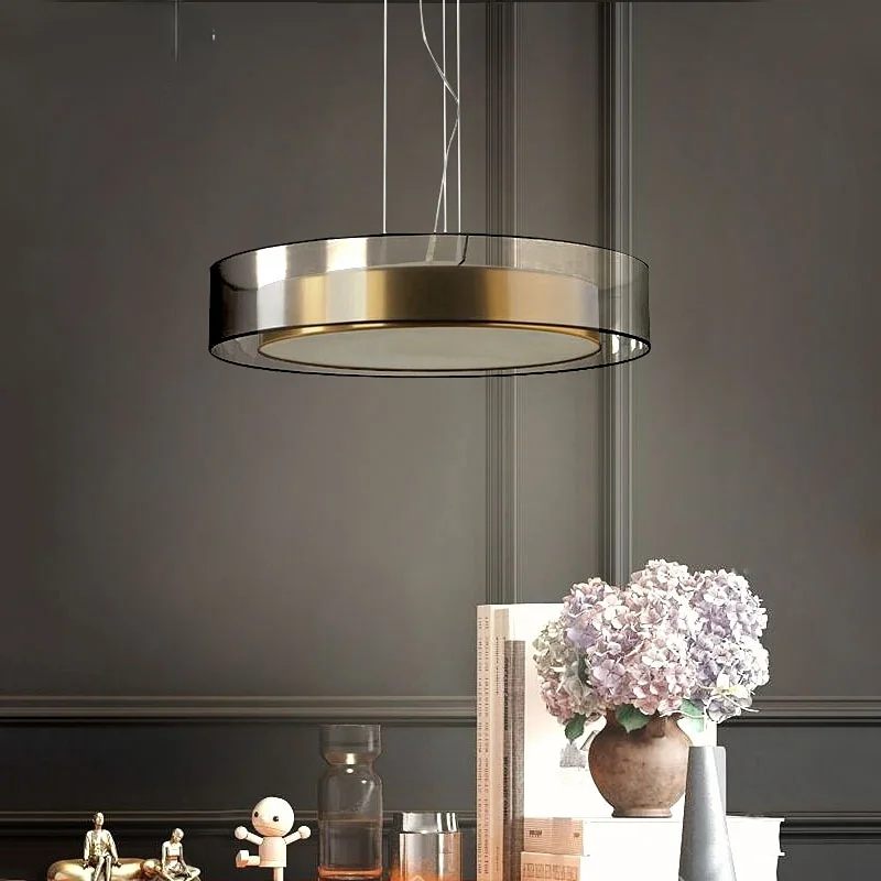 

Post-modern Copper Restaurant Light Golden Ring Circle Luxury Pendant Lamp Nordic Minimalistic Atmosphere Master Bedroom Pendant