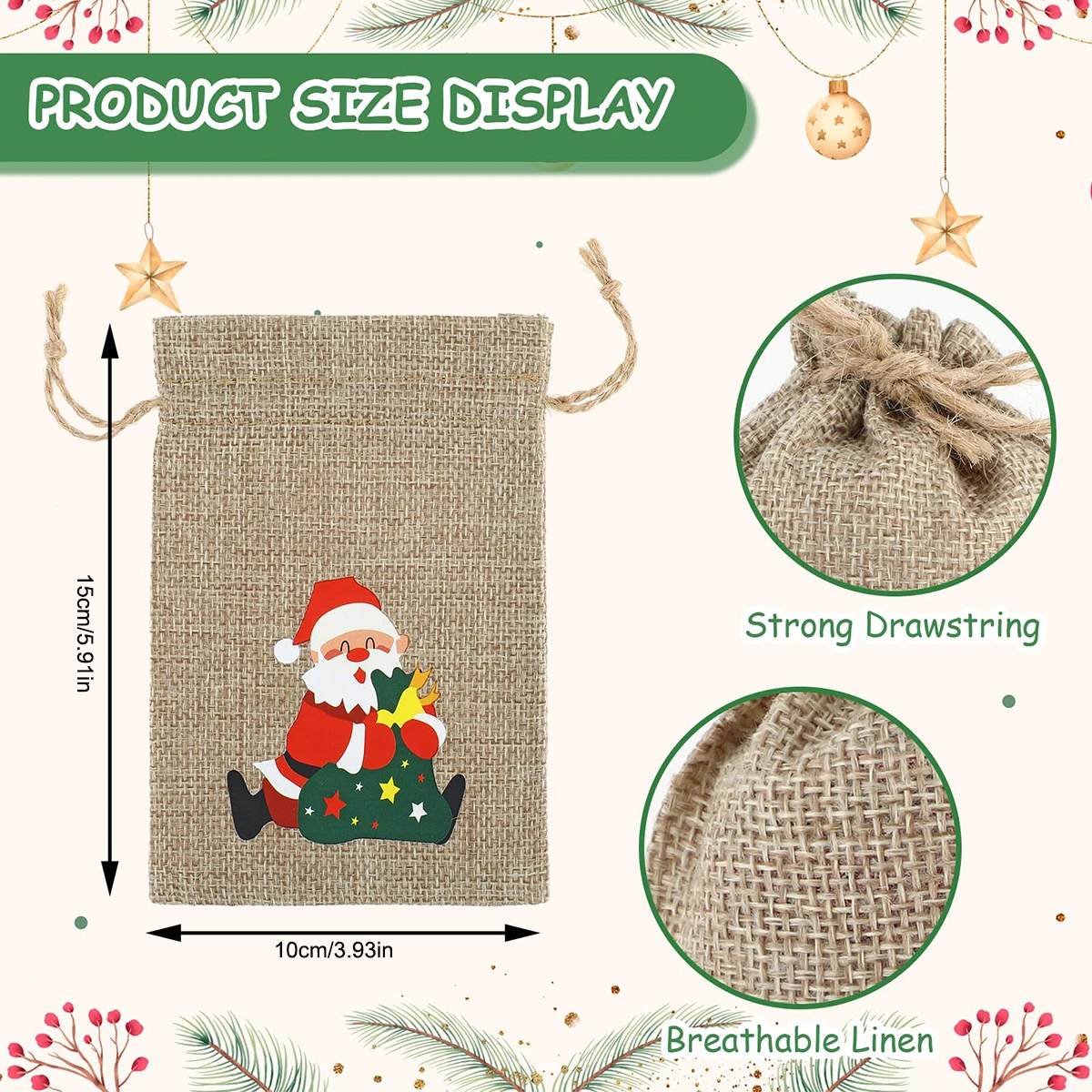 Рождественский адвент-календарь календарь из 12 предметов Джутовая сумка