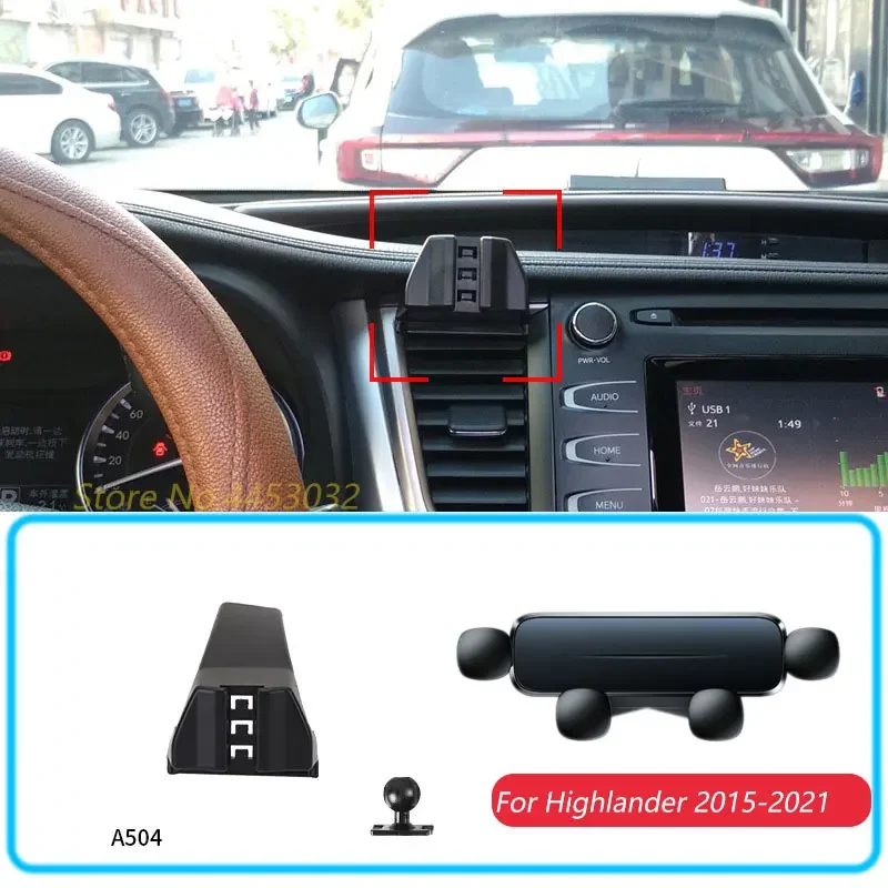 

Автомобильный держатель для телефона с основанием для Toyota Highlander 2015-2021, 1 комплект, горизонтальный гравитационный держатель для мобильного телефона с GPS, аксессуары для подставки