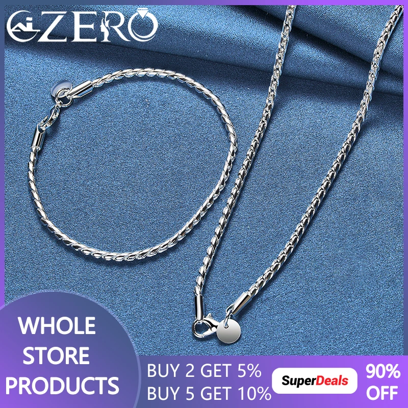 

925 Sterling Silver Jewelry Set For Women Man 4mm Solid Rope Chain Bracelet Necklace Wedding Party Fashion Popular Accessories