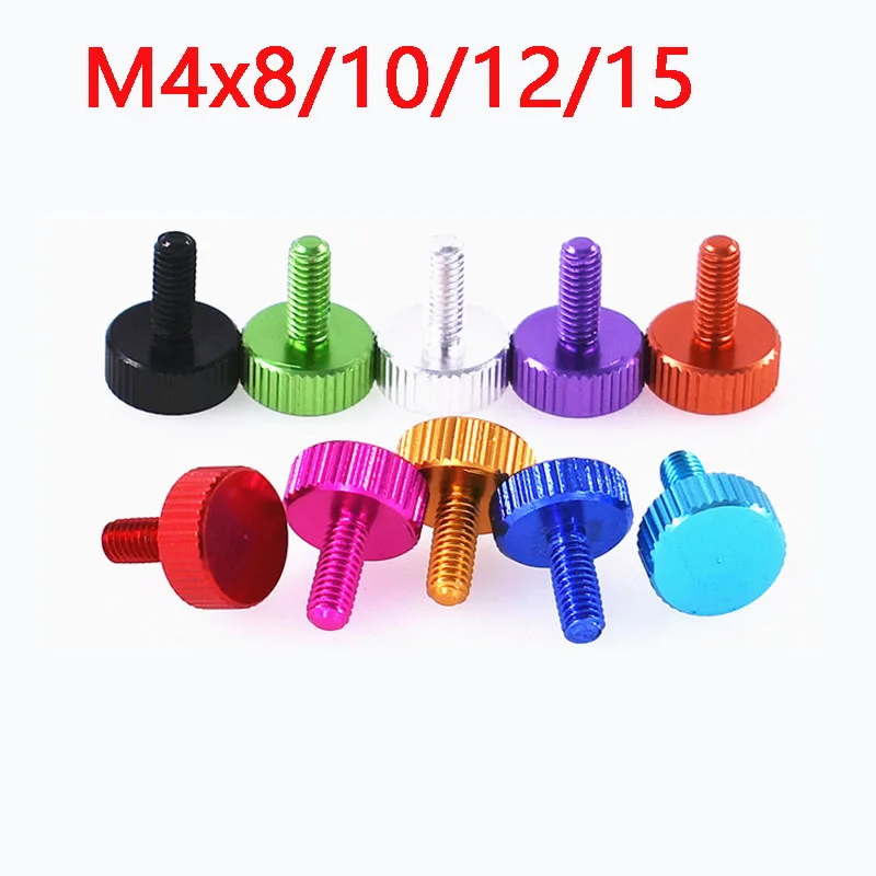 

5Pcs/lot M4x8/10/12/15mm Knurled Head Colourful Aluminum Hand Tighten Thumb Screw For Computer Case Side Cover Transparent Plate