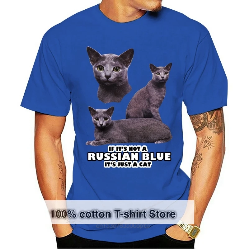 

Футболка с надписью «Веселая кошка» для взрослых-русская синяя-футболка
