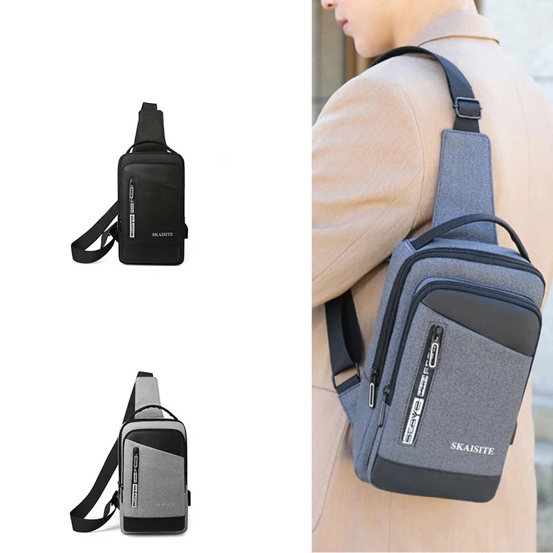 High Quality Custom Logo Black Waterproof Oxford Back Pack Crossbody Shoulder Men Chest Bag Outdoor Travel Sling Bag