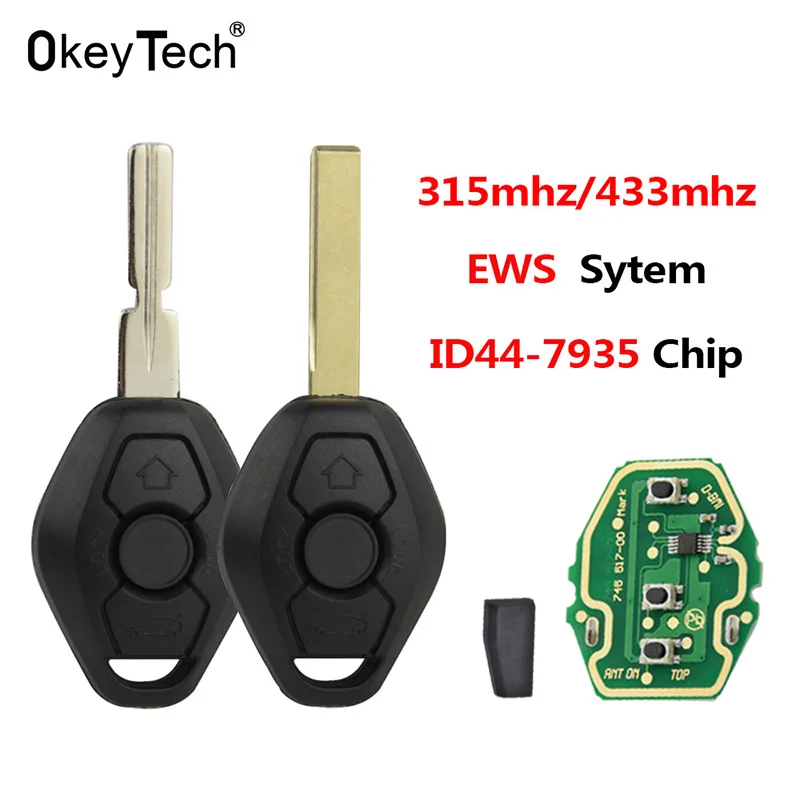 

OkeyTech EWS Sytem 315/433MHz ID44 Chip Remote Car Key For BMW E38 E39 E46 X3 X5 Z3 Z4 1/3/5/7 Series Keyless Entry Transmitter