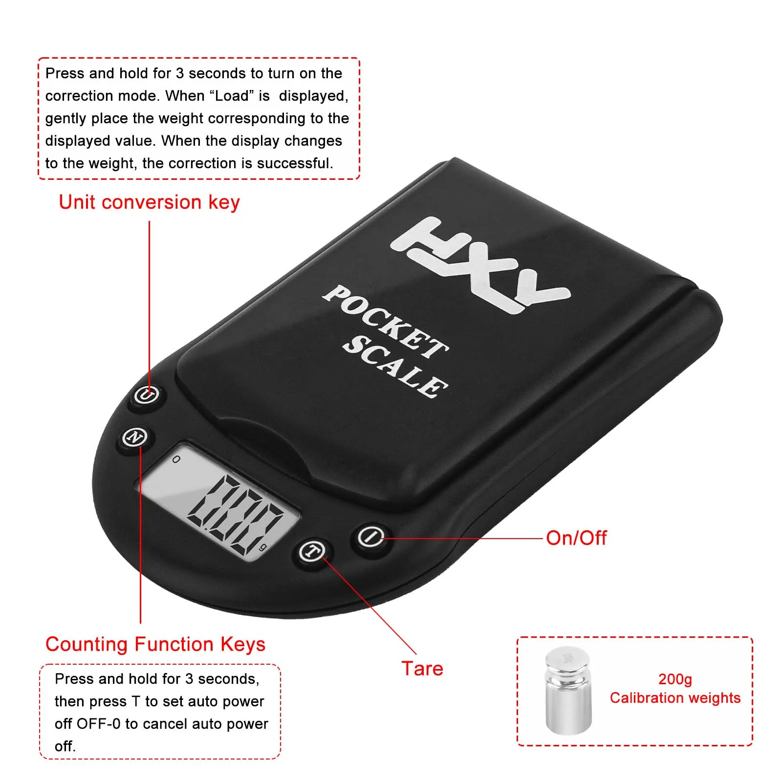 Пальмовые весы HXY брендовые PS-500g-0.01g точный диапазон измерения до 500 г