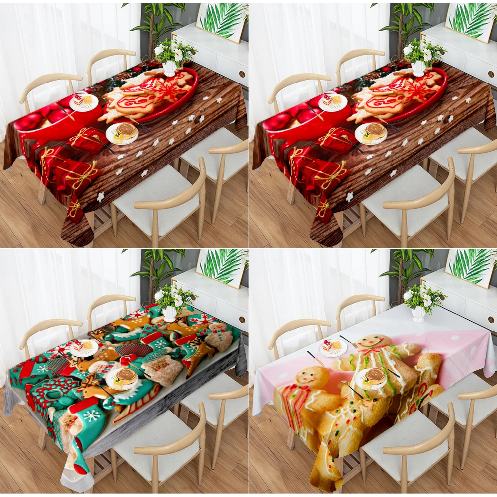 

Прямоугольная скатерть, Декоративная скатерть, Рождественский дизайн имбиря для праздничных вечеринок, скатерть для гостиной