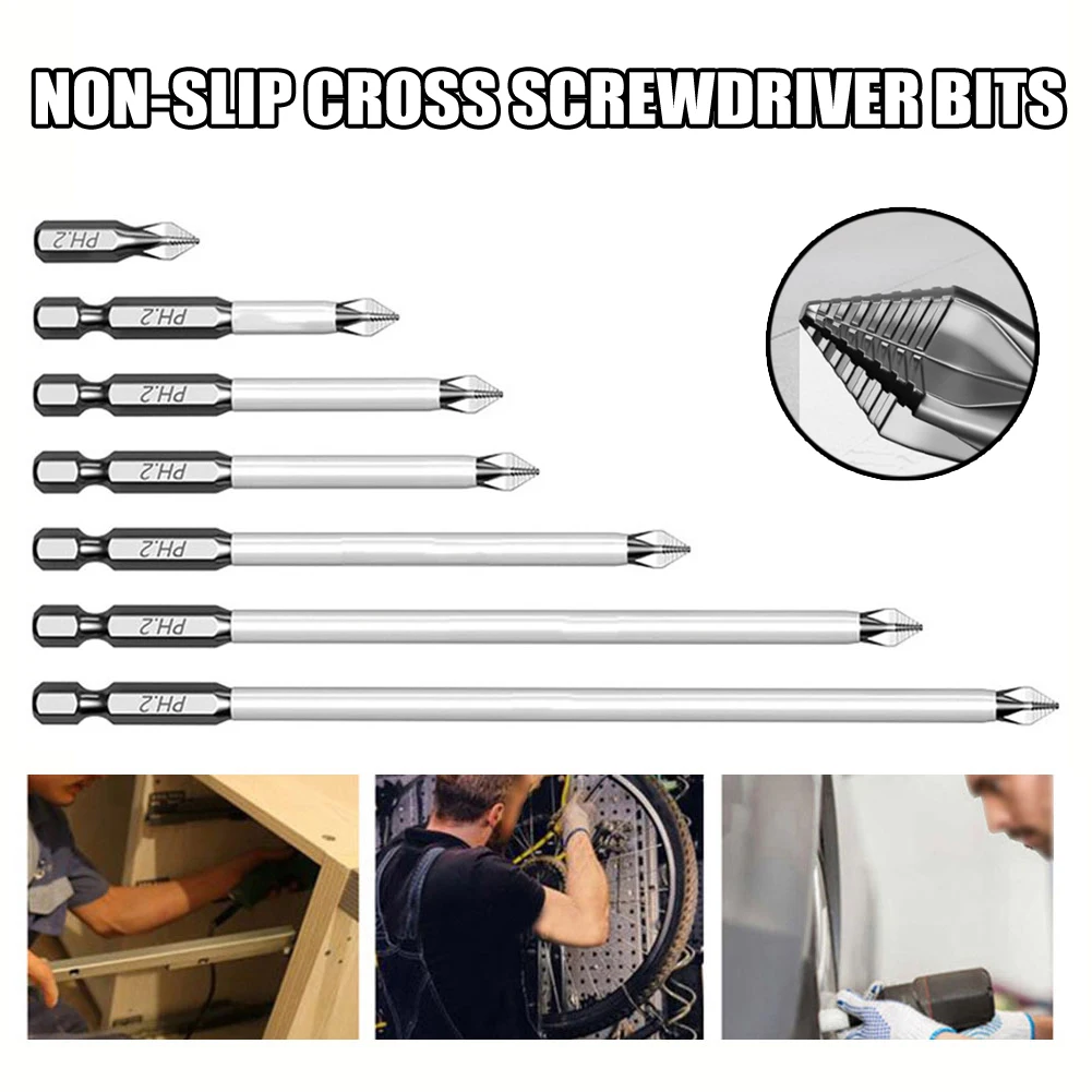 1pc 25-150mm Electric Screwdriver Magnetic Non-Slip Batch Head PH2 Cross Screwdriver 1/4 Inch Hex Shank Bits