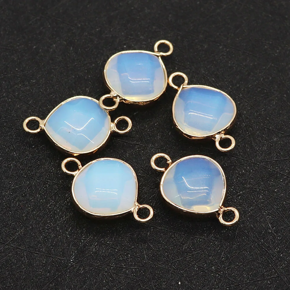 

Natural Stone Pendants Amethyst Opal Howlite Crystal Quartz Connector Charms for Jewelry Making DIY Bracelets Water Drop Pendant