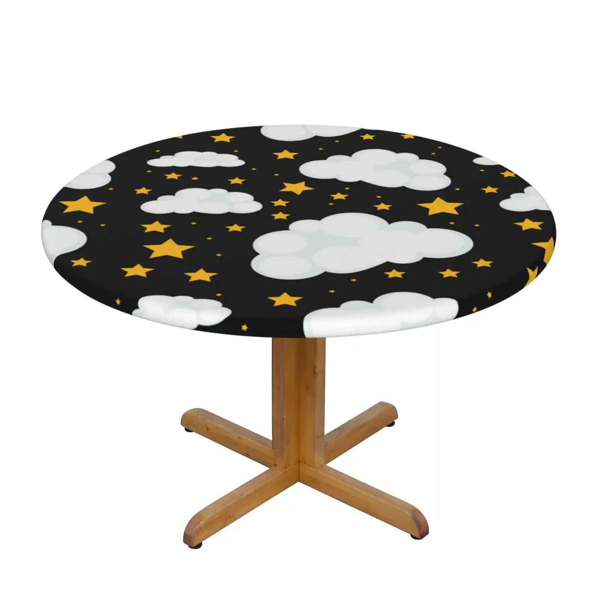

1Pc Waterproof Tablecloths Round Elastic Tablecloth Stars And Clouds Table Cloth Cover Coffee Table Pad