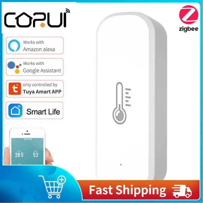 

CoRui Tuya ZigBee Smart Temperature And Humidity Sensor ZigBee Smart Home Security Battery Powered Work With Alexa Google Home