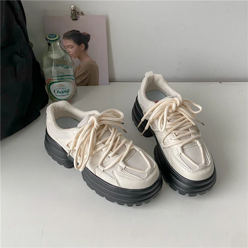 Thick Soled Increasing Hoes Womens Sport Shoes Women Chunky Platform Sneakers Women Harajuku Sneakers Lolita Running Shoes