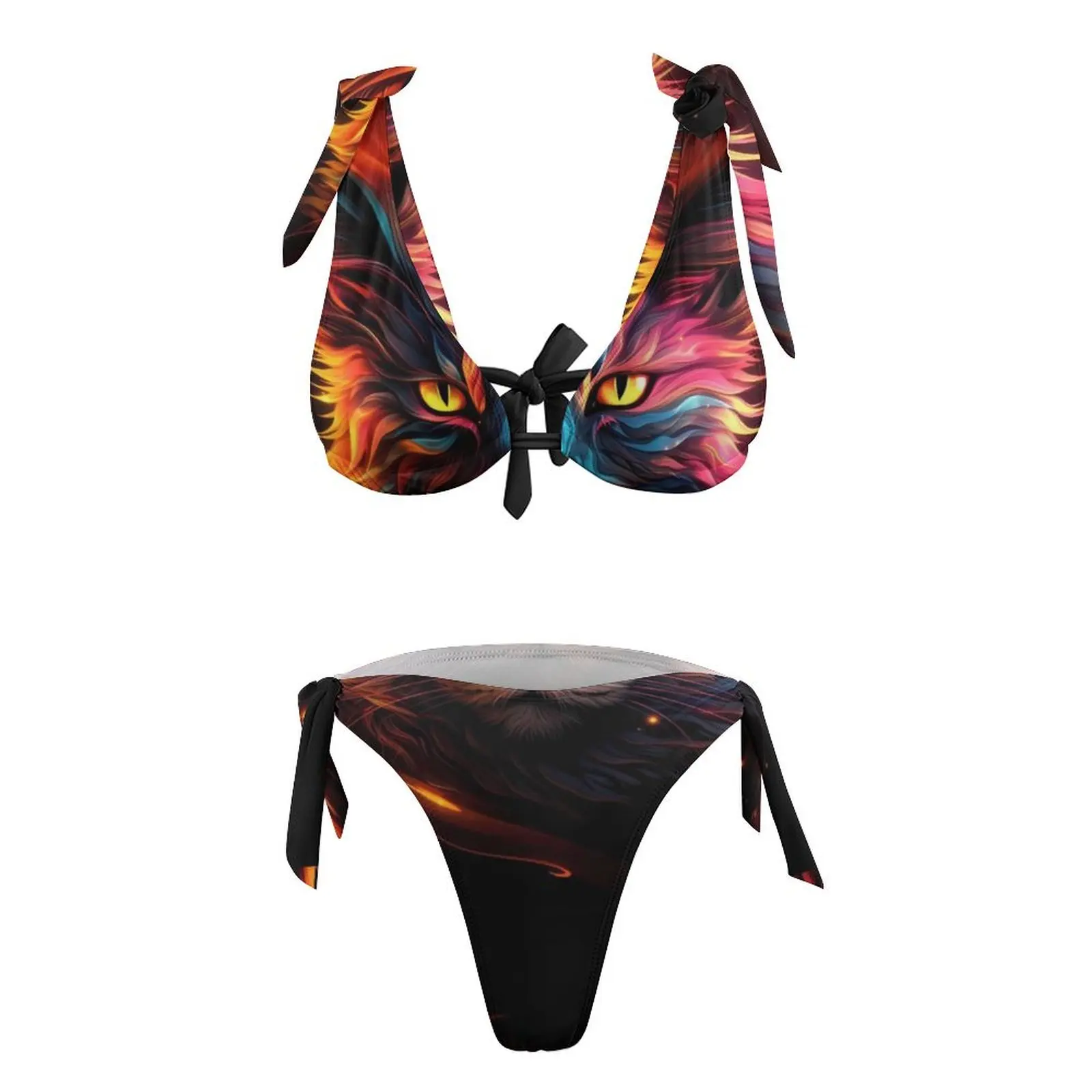 Купальник-бикини женский с эффектом пуш-ап и принтом