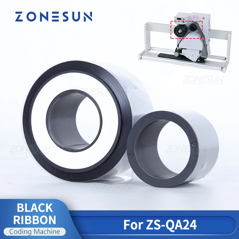 

ZONESUN 26mm*200m Black Thermal Ribbon 1 Set for ZS-DC24A Date Printing Coder