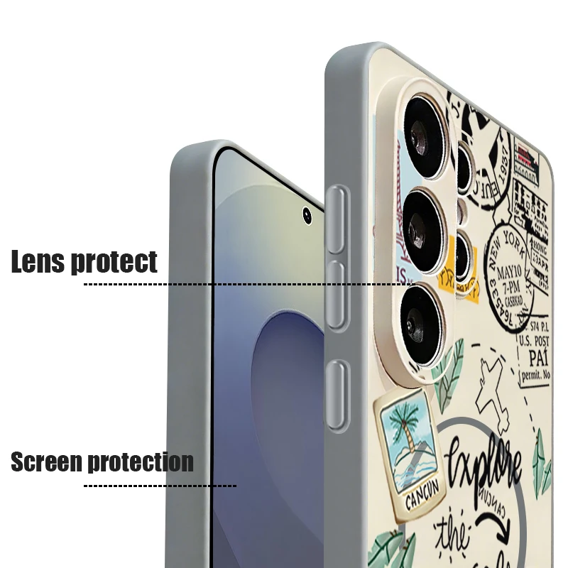 Фото Магнитный чехол-накладка Travel Label для Samsung Galaxy S25 S26 Ultra Edge S24 S23 FE A17 A56 A37 A16 A35 A55 A15 A36 5G, жесткий чехол №5