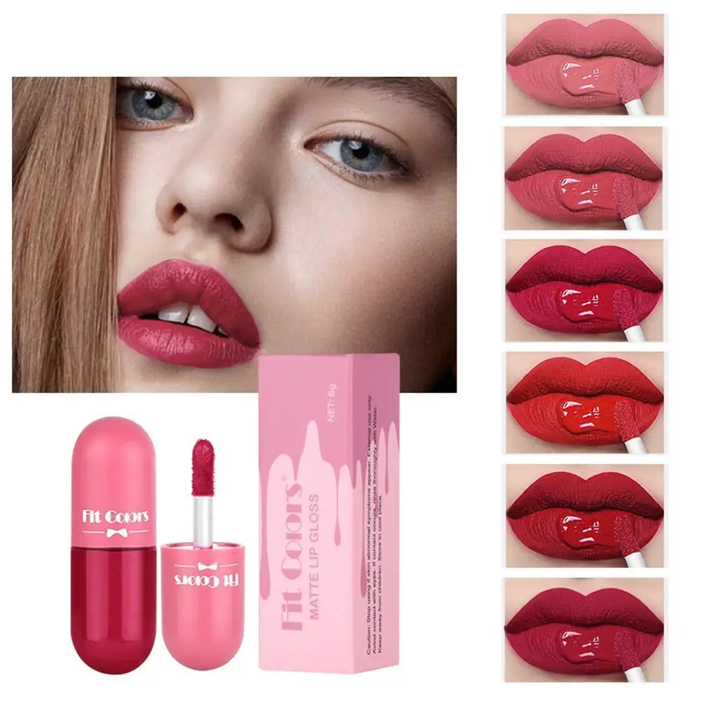 

Coral Pink Matte Lip Gloss Waterproof Lasting Mini Capsule Lip Tint Non-stick Liquid Matte Lipstick Makeup Cosmetics