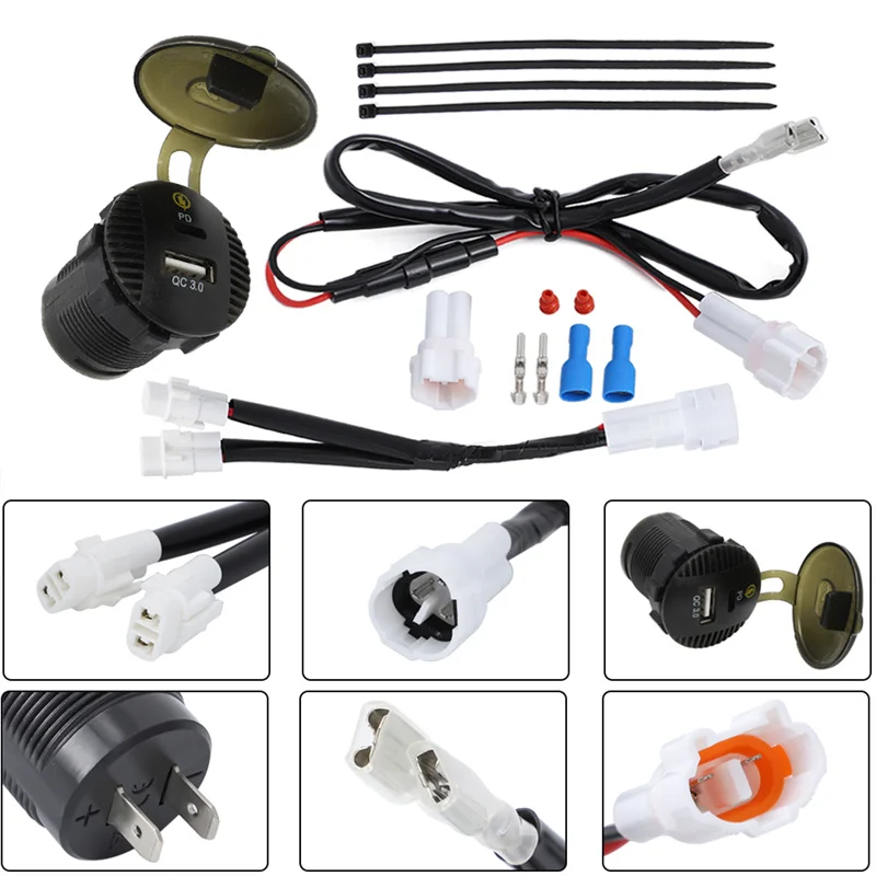 

Type C USB Charger QC3.0 Voltmeter Plug&Play Auxiliary Port Splitter For Yamaha Tenere T7 For 2019-2022 Yamaha Tenere 700 XTZ07