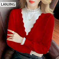 velvet 2021 autumn and winter clothing knitted sweater womens long sleeved top autumn sweater vest knitted sweater