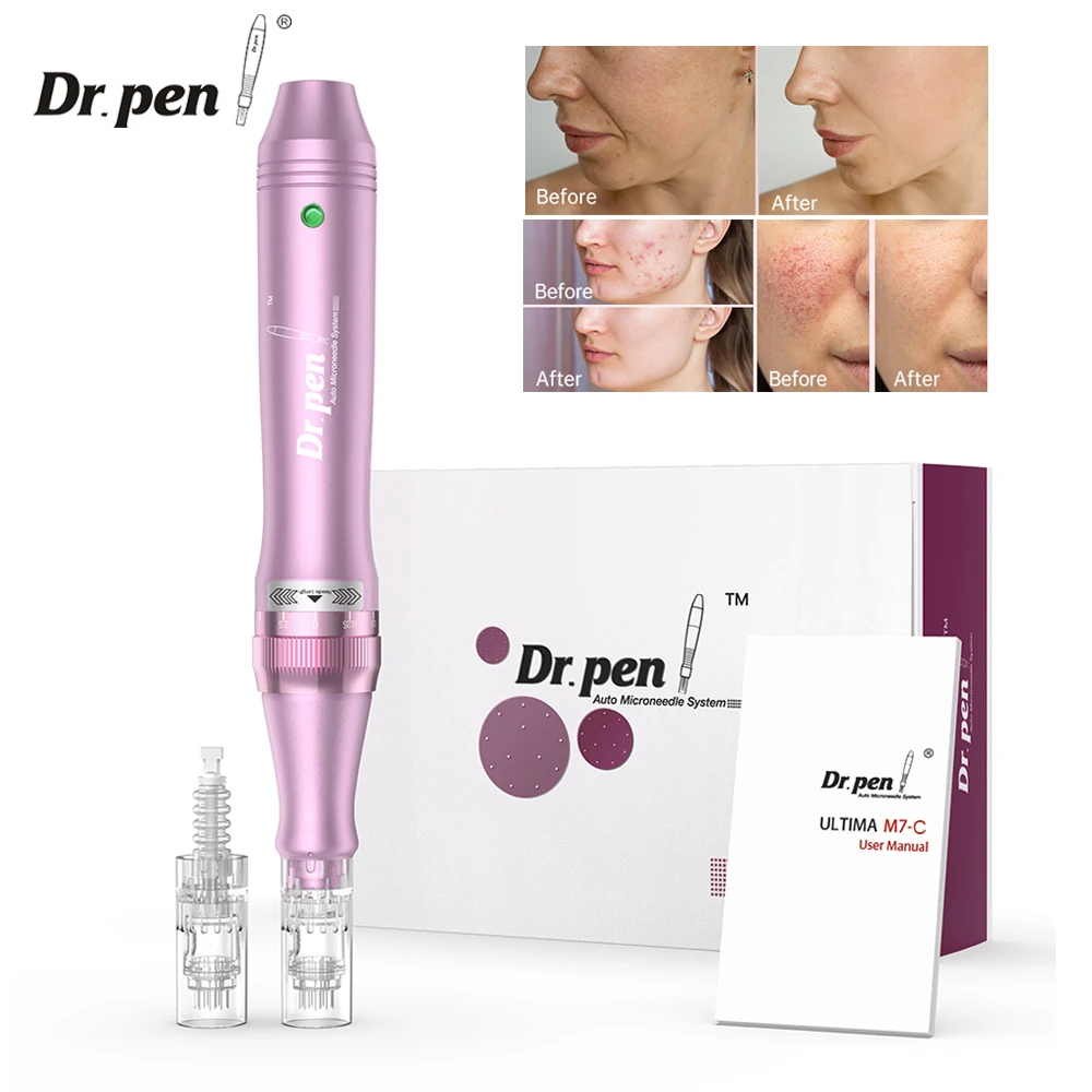 

Dr Pen M7 Wired Microneedling Pen With 2Pcs Needle Cartridges Dermapen Professional Facial Mesotherapy Microneedle Machine