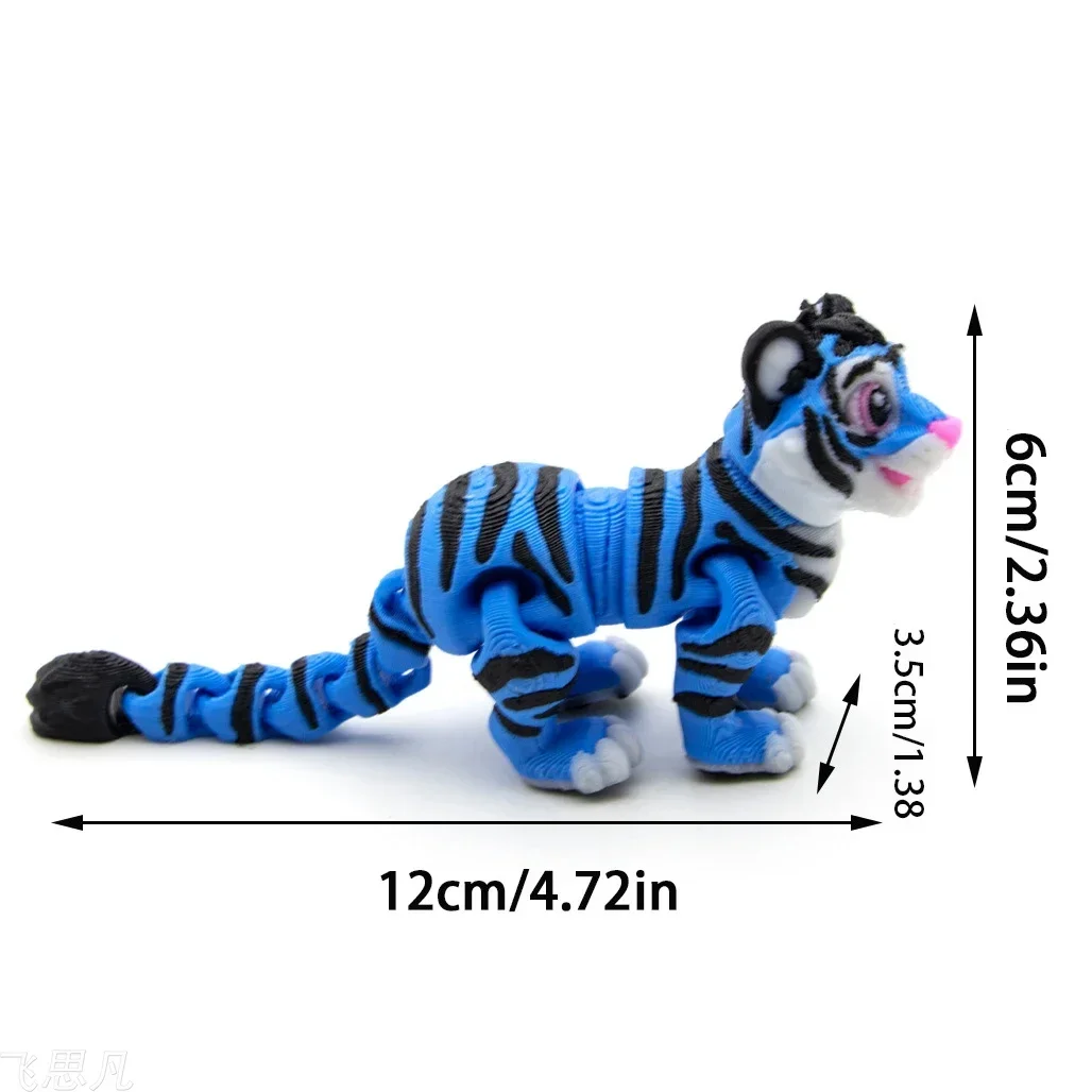 3D печатная мини-милая красочная фигурка тигра многосуставная подвижная для