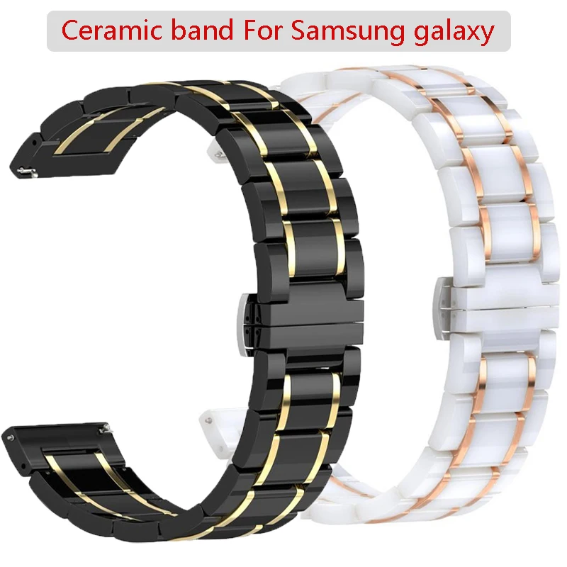 

20mm 22mm Ceramic band For Samsung galaxy Watch 4 active 46mm Watch For Amazfit Gts/Bip ceramic Butterfly Buckle Bracetet strap