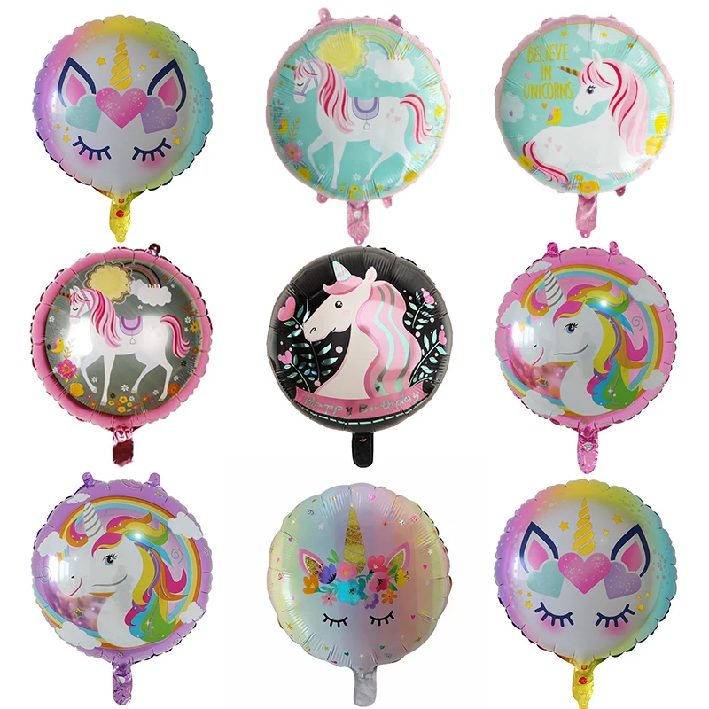 

10 Шт., 18-дюймовые Разноцветные Фольгированные Шары С Радужным Единорогом Для Детских Украшений На День Рождения