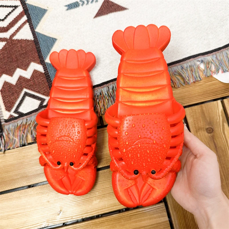 Funny Slippers Man Footwear Family Shoes Woman Sandals Plus Size 36-47 Summer Beach Shoes Boys Unisex Lobster Slippers 2023