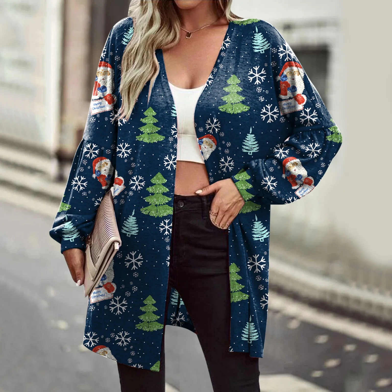 

Кардиган женский повседневный, блузка с длинным рукавом, туника, Базовая футболка с цветочным принтом, открытый кардиган с лацканами