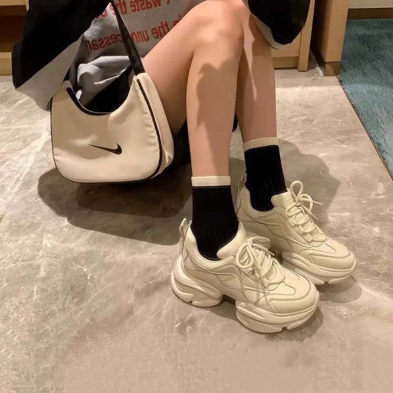 

Cream Puffs ~ Genuine leather Chunk-soled elevated Dad shoes Women's INS trendy fall soft soled sports loafers
