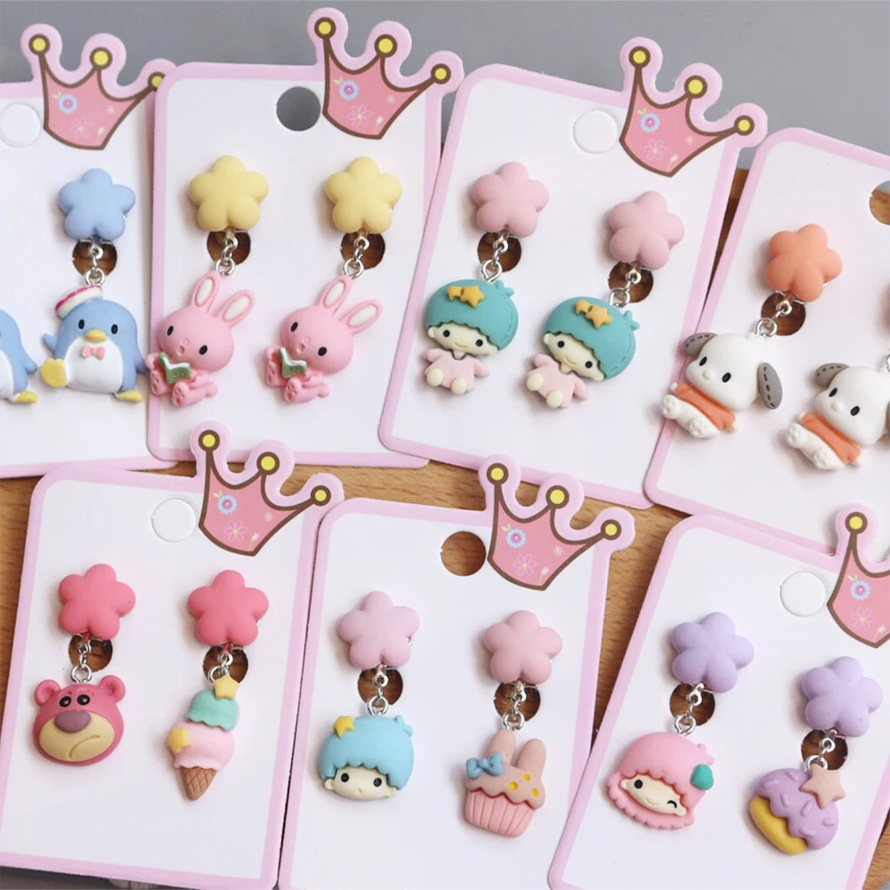 

Rainbow Colorful Cute Rabbit Clip on Earrings for Children Girls No Pierced Earring Jewelry